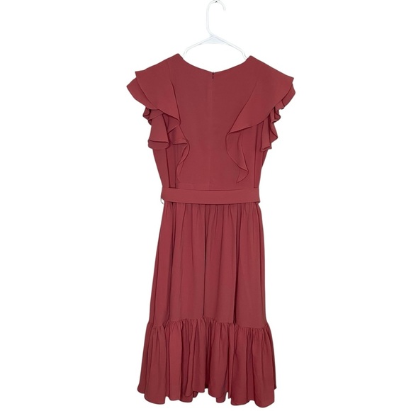 NWT Ivy City Co Clary Midi Dress Size XXL in Magnolia Pink Ruffle Flutter Sleeve - Picture 3 of 11